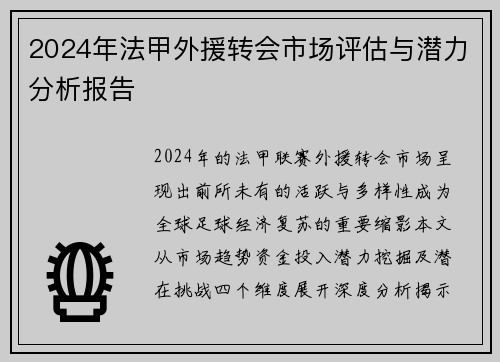 2024年法甲外援转会市场评估与潜力分析报告
